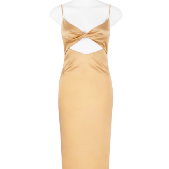 Midi dress with slit in champagne - Picture 2 of 8